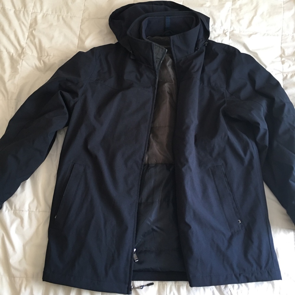 Large navy trench coat winter jacket